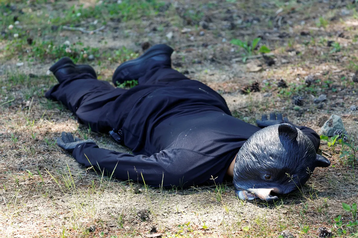 Zakaj se je moški v medvedjem kostumu plazil okoli šole? (FOTO&VIDEO)