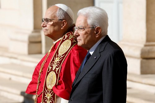 Papež Leon XIV in Sergio Mattarella