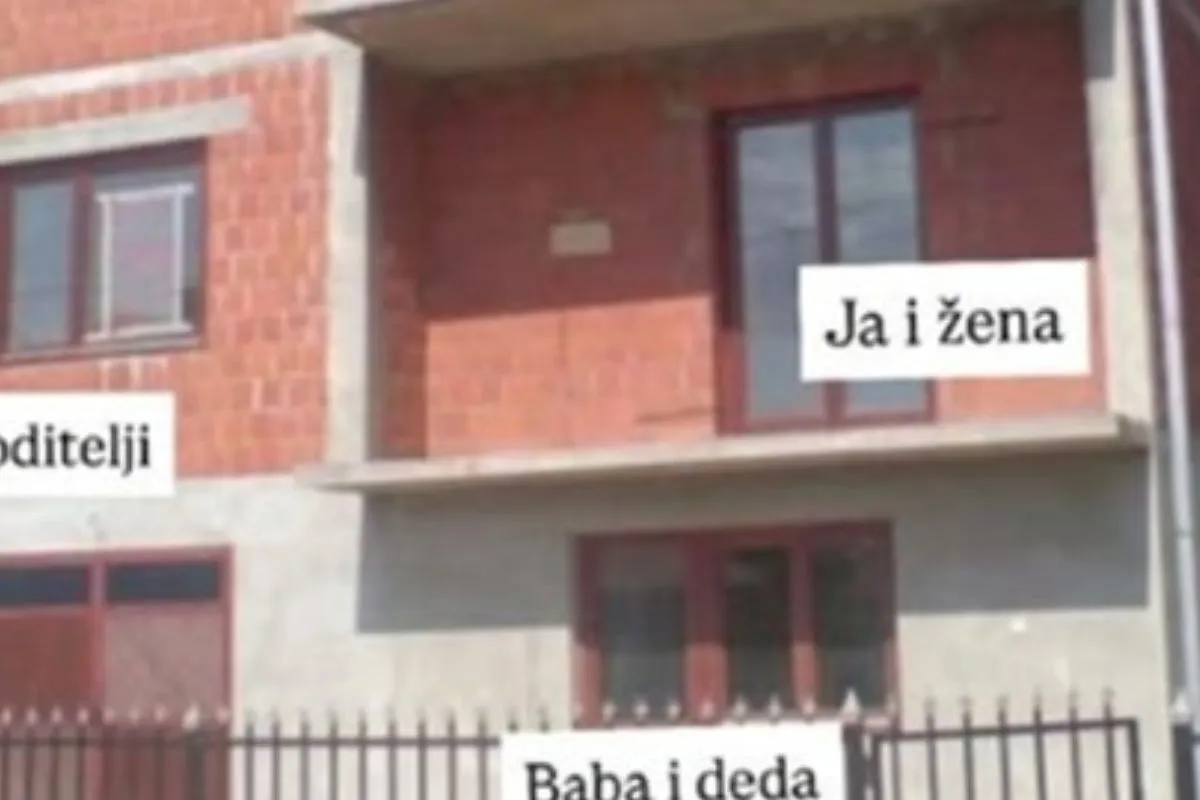 Tipična razdelitev povprečne balkanske hiše, številni so se v njej prepoznali