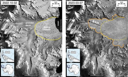 Umik ledenika Hektoria na Antarktiki