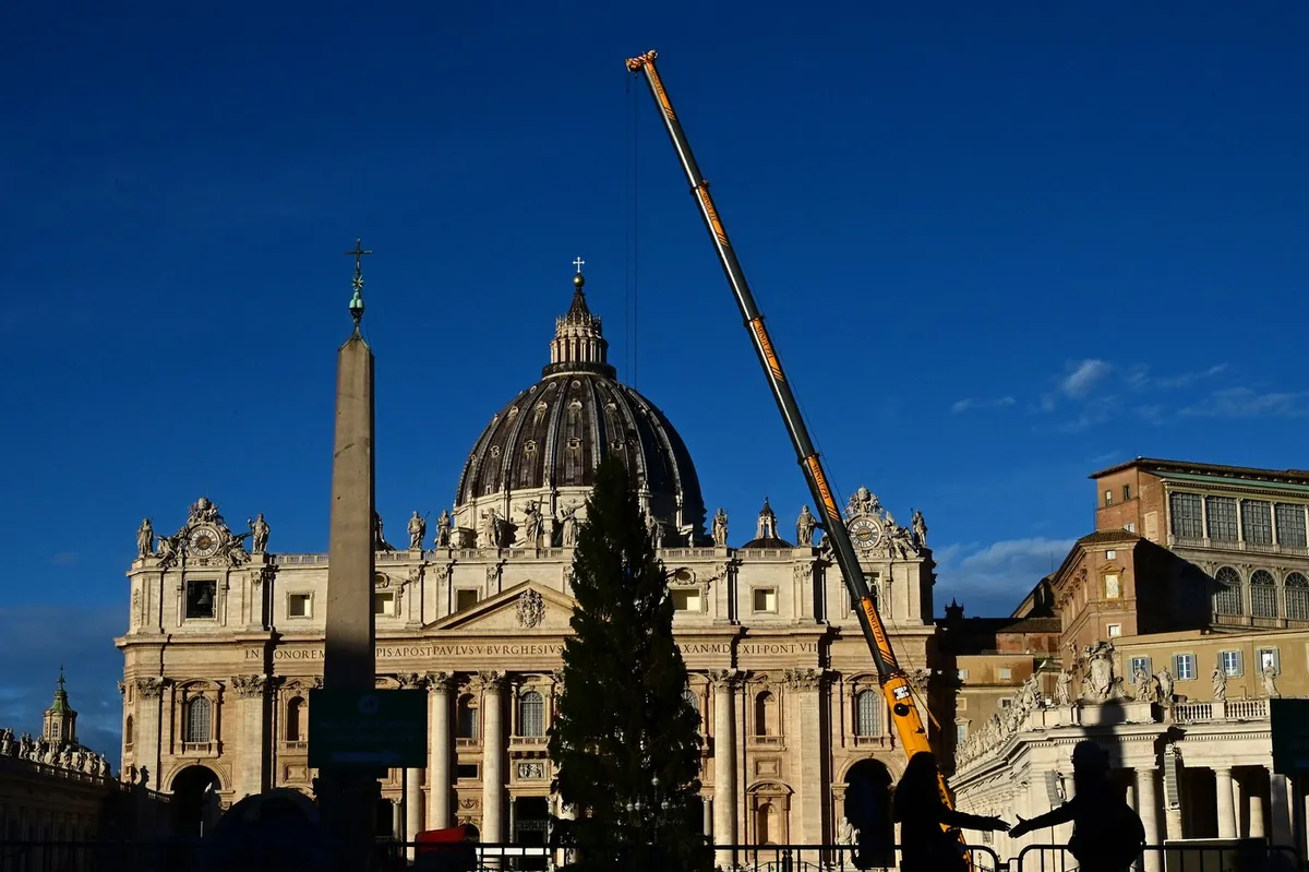 Sredi Vatikana že stoji božično drevo (FOTO)