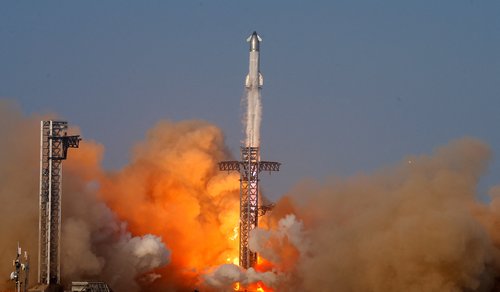 Vzlet rakete Starship podjetja SpaceX