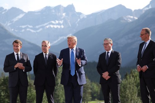 Friedrich Merz, Keri Starmer, Emmanuel Macron, Donald Trump, Mark Carney
