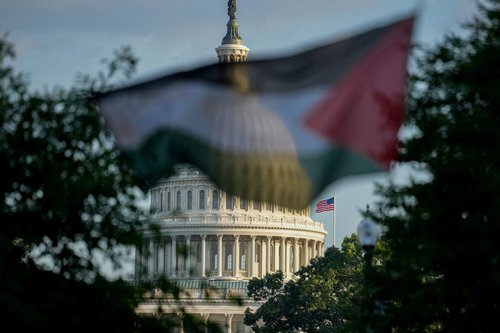 Palestinska zastava pred kongresom v Washingtonu