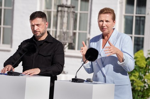 Volodimir Zelenski in Mette Frederiksen