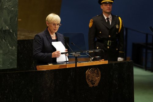 Predsednica Nataša Pirc Musar na zasedanju Generalne skupščine