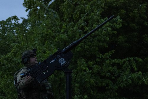 Ukrajinski vojak v kijevski regiji, ki skrbi za protizračno obrambo