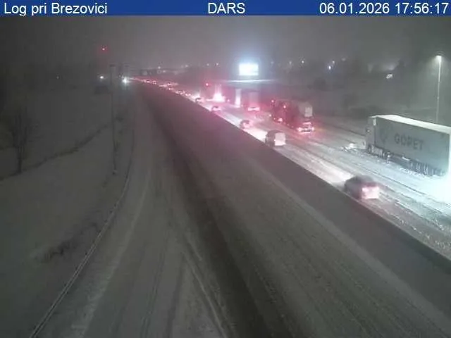 Na primorski in štajerski avtocesti zaradi obilnega sneženja izločajo tovornjake