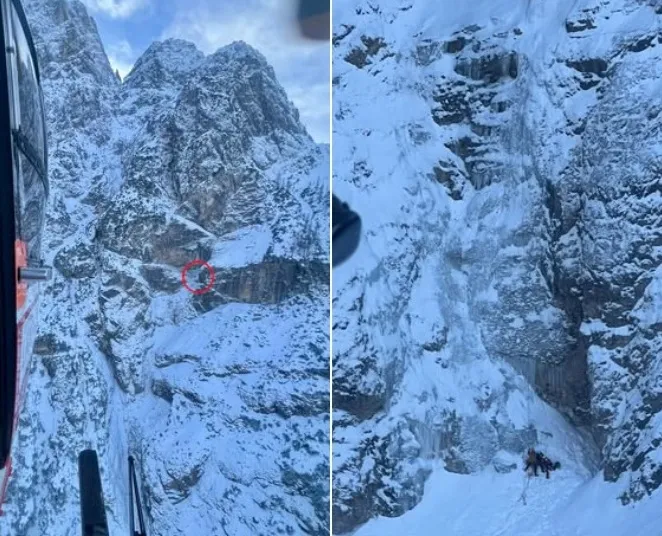 Slovenska plezalca padla v steni Prisojnika, rešil ju je avstrijski helikopter