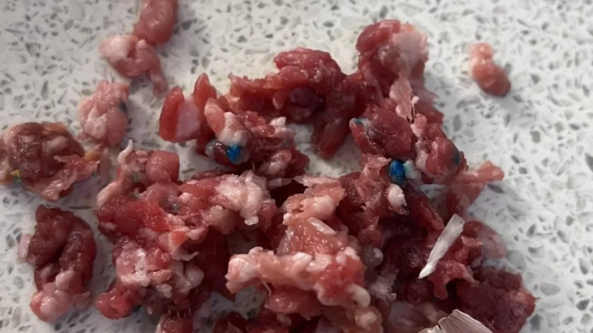 Hrvatica v mletem mesu našla modre koščke. Splet se hahlja: "Zmleti Smrkci!"