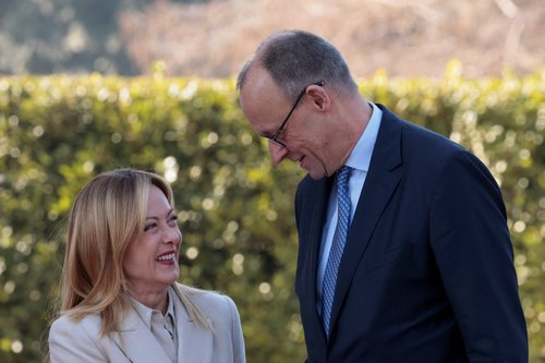 Giorgia Meloni in Friedrich Merz