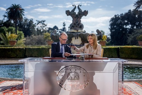 Giorgia Meloni in Friedrich Merz