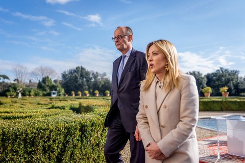 Giorgia Meloni in Friedrich Merz