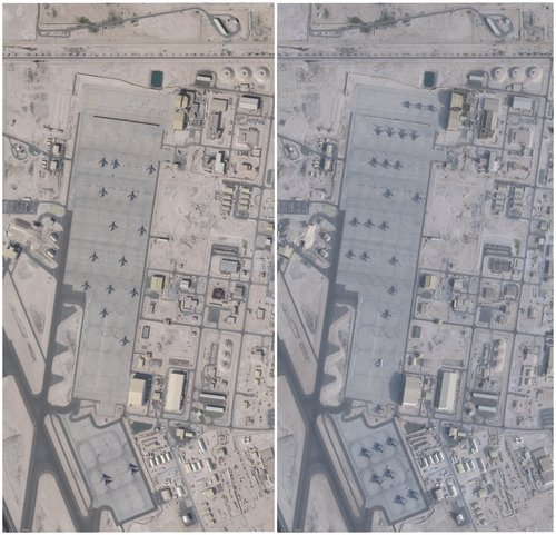 Ameriška vojaška baza Al Udeid v Katarju 17. januarja in 2. februarja