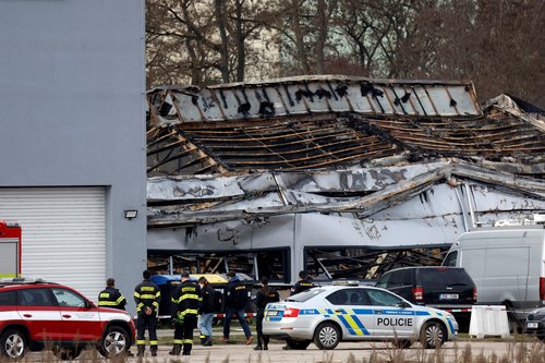 Požar v Pardubicah na Češkem