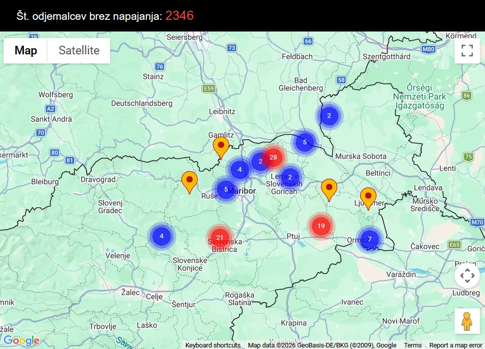 Po državi zaradi težav z vremenom brez elektrike več tisoč ljudi