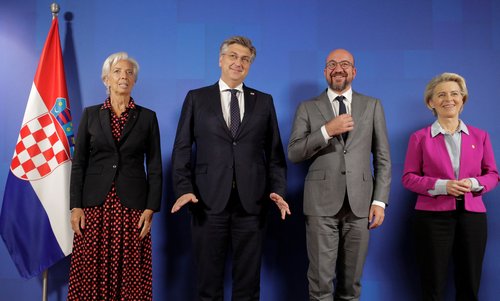 Christine Lagarde, Andrej Plenković, Charles Michel in Ursula von der Leyen