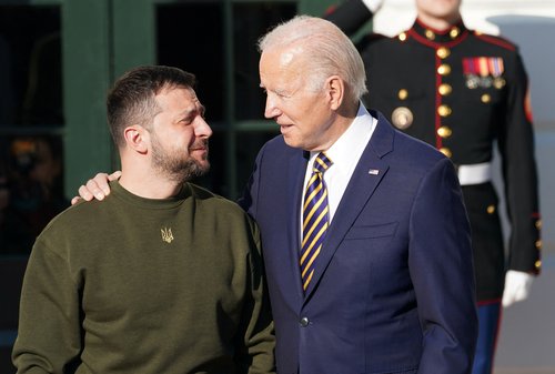 U.S. President Biden welcomes Ukraine's President Zelenskiy at the White House in Washington