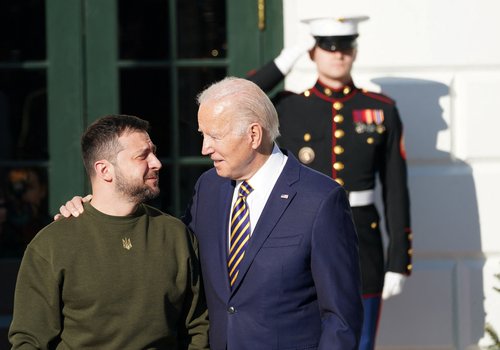 U.S. President Biden welcomes Ukraine's President Zelenskiy at the White House in Washington