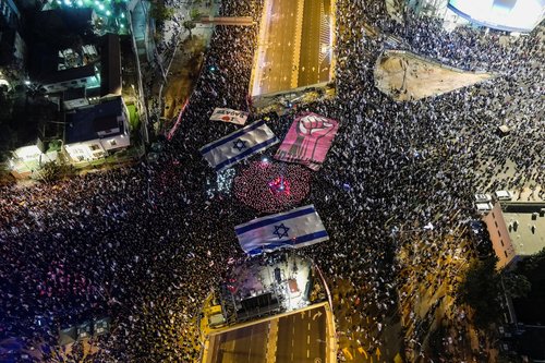 Protests against Israeli government's judicial overhaul, in Tel Aviv