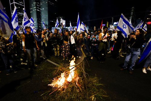 Protests against Israel's judicial overhaul, in Tel Aviv