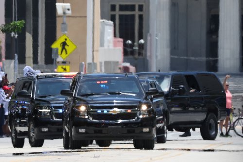Former U.S. President Donald Trump arrives at the Wilkie D. Ferguson Jr. United States Courthouse