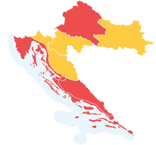 rdeče opozorilo na hrvaškem