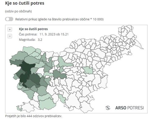 Kje so čutili potres