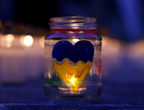 vojna v Ukrajini, svečka, protest, Dunaj