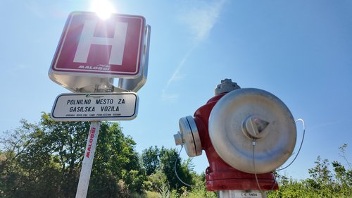 Kras, gozd, požarne preseke, narava, drevesa, hidrant