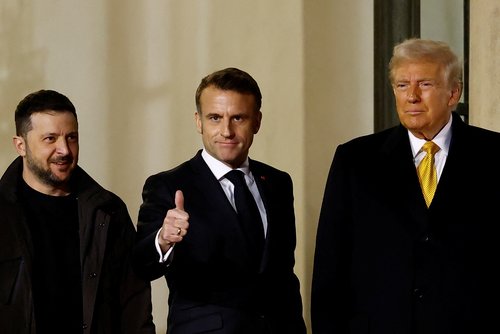 Emmanuel Macron, Donald Trump, Volodimir Zelenski, pariz, odprtje Notre-Dame