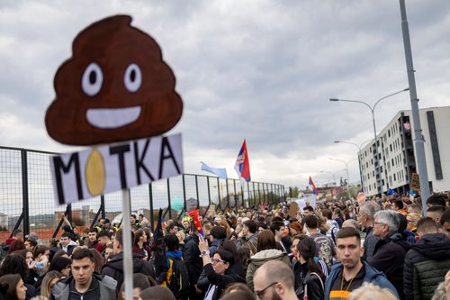 Students protest against the reporting of leading pro-government tabloid Informer, in Belgrade