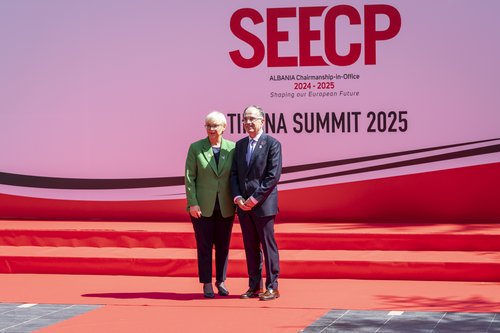 Nataša Pirc Musar in Bajram Begaj v Tirani na letnem vrhu Procesa sodelovanja v Jugovzhodni Evropi