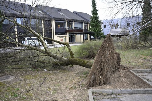 Poškodovani objekti po močnem vetru