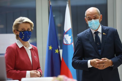 Janša, von der Leyen, pediatrična klinika