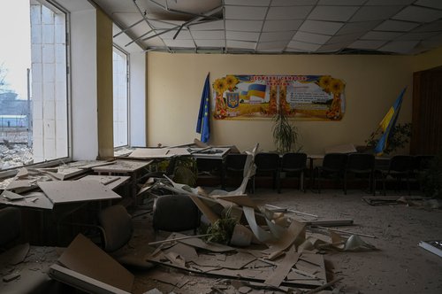 Razrušena šola v Žitomiru