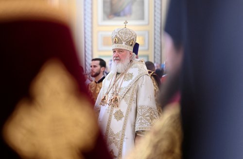 FILE PHOTO: Patriarch Kirill of Moscow and All Russia conducts a service to consecrate a renovated cathedral in Rostov-on-Don