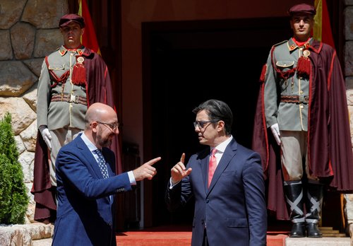 North Macedonia's President Pendarovski meets with European Council President Michel in Ohrid