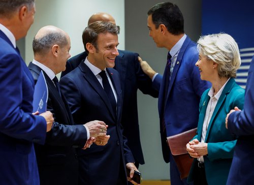 Ursula von der Leyen, Emmanuel Macron, Olaf Scholz