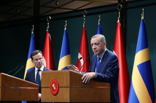 Turkish President Tayyip Erdogan and Swedish Prime Minister Ulf Kristersson meet in Ankara