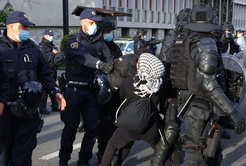 Palestina, protest, kolesarji, nasilje, policija