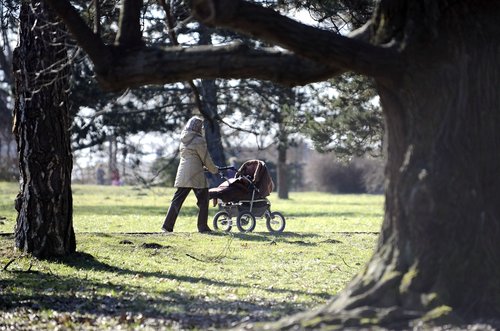otrok, otroški voziček, ženska, mama