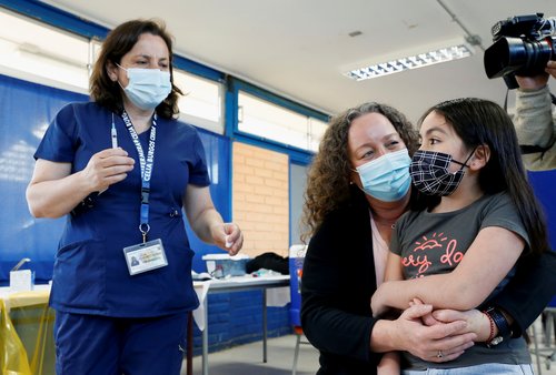 Chilean authorities launch children vaccination campaign at schools, in Concon