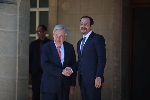 Antonio Guterres in predsednik Cipra Nikos Hristodulides