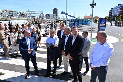 Slovenija, Ljubljana, 24.08.2026Začetek obratovanja začasne nove avtobusne postaje ob Masarykovi cesti, Jernej Vrtovec, Dušan Mes, Miha Tavčar, Zoran Janković, Anton Plankar