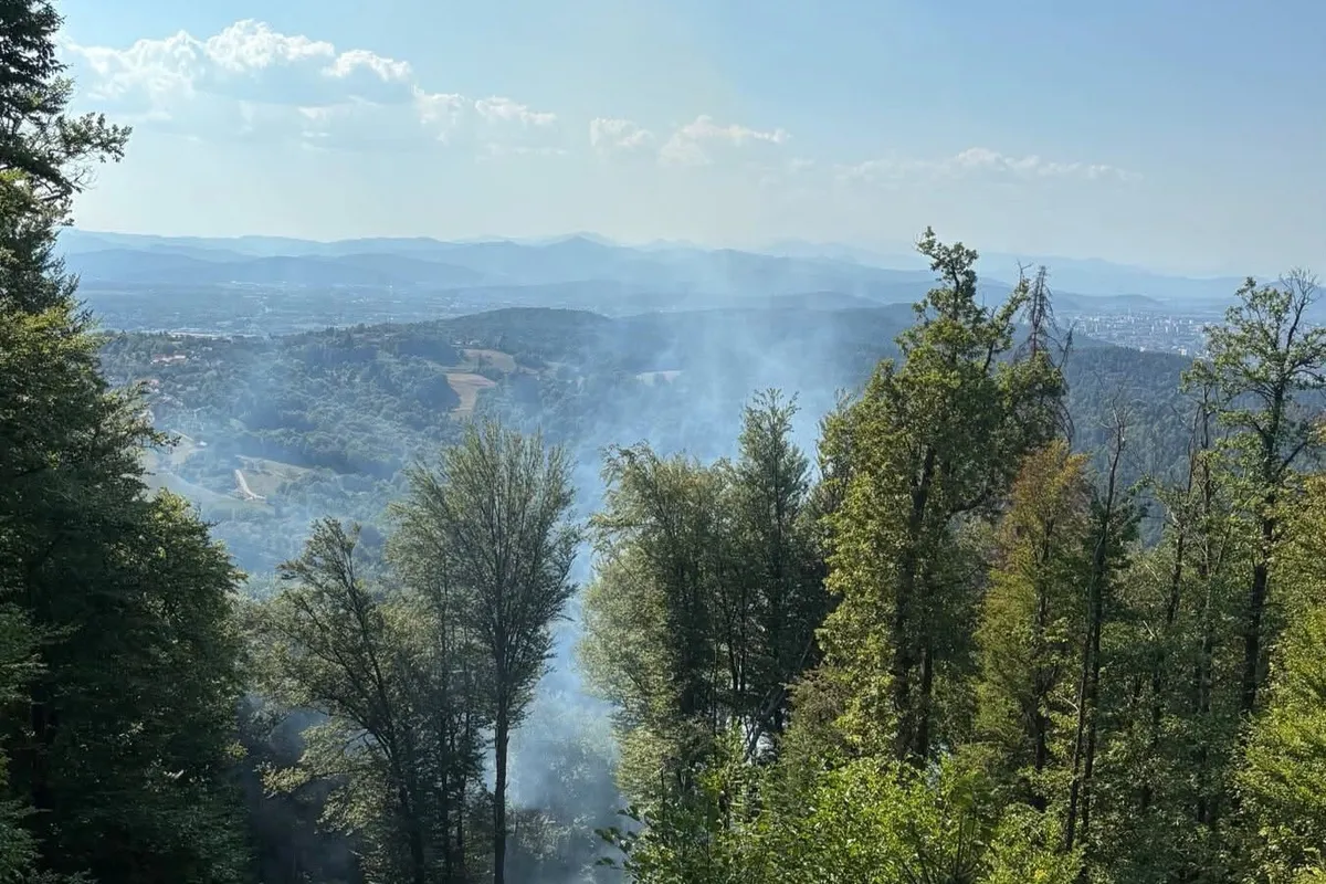 Z air tractorji pogasili požar na hribu Molnik v Ljubljani