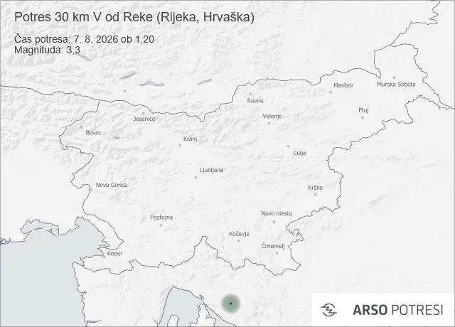 Tla so se zatresla pri hrvaški Reki, potres smo čutili tudi v Sloveniji
