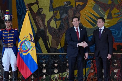 Amerški sekretar Marco Rubio in ekvadorski predsednik Daniel Noboa