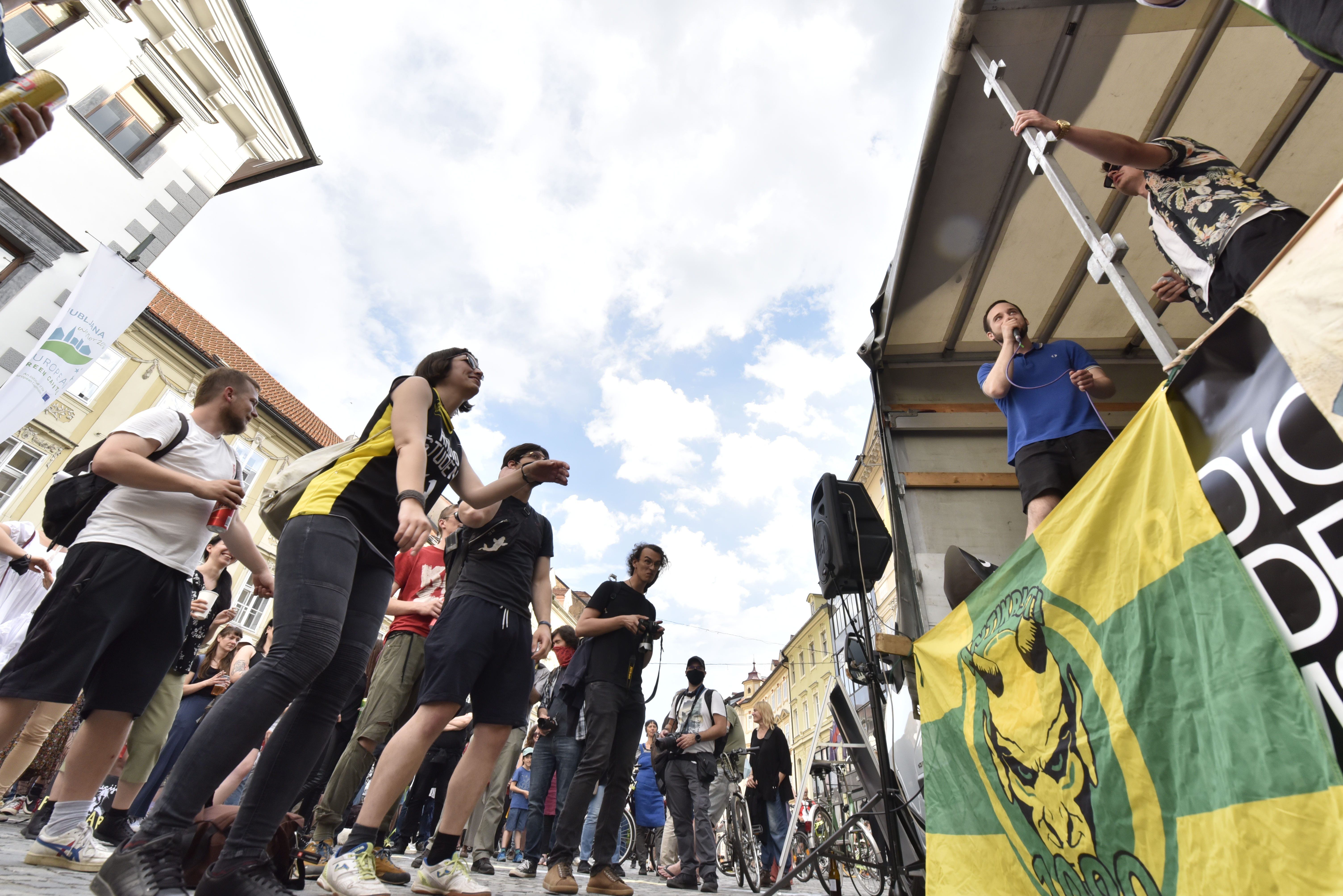 radio, študent, procesija