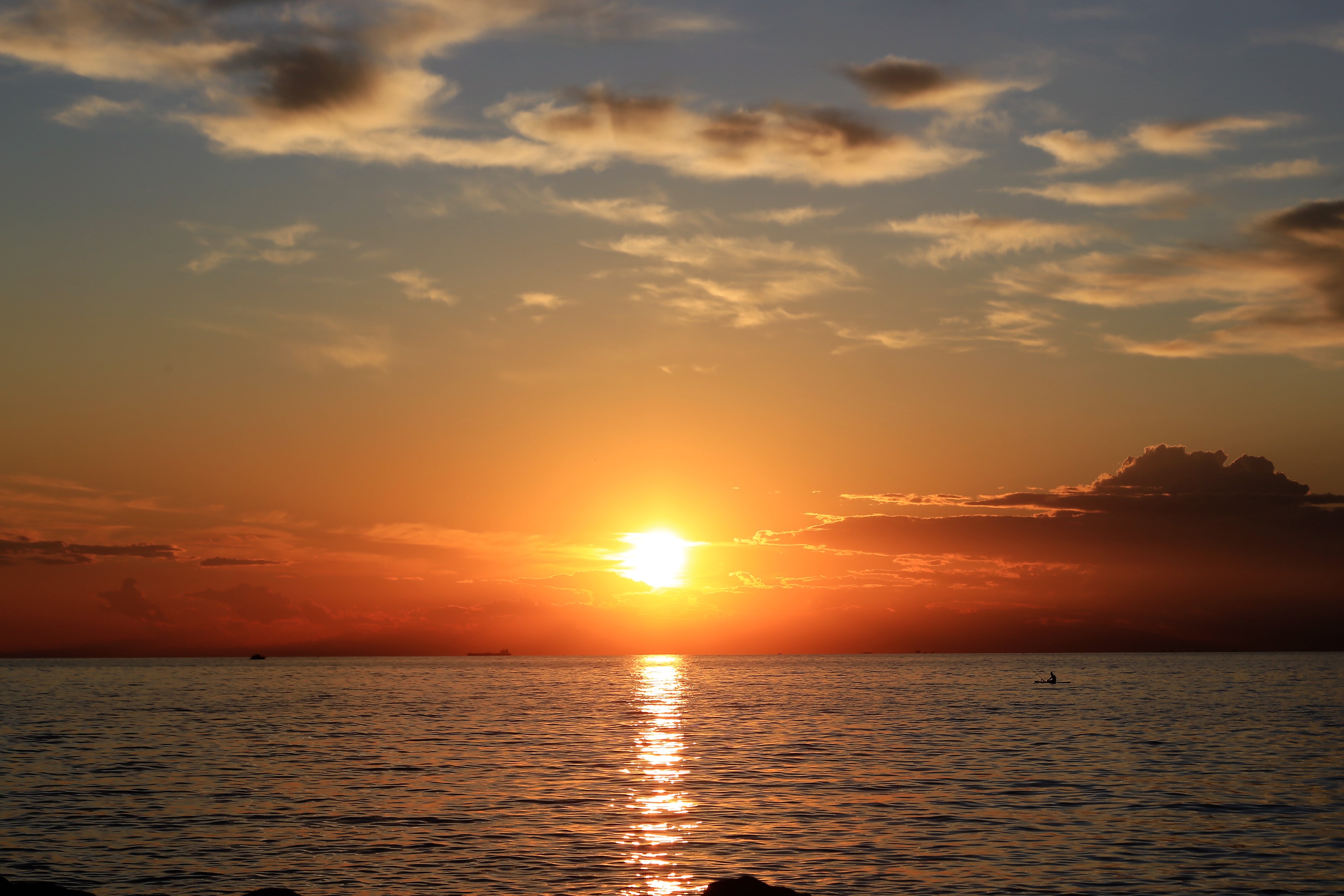 sončni zahod, morje, sonce